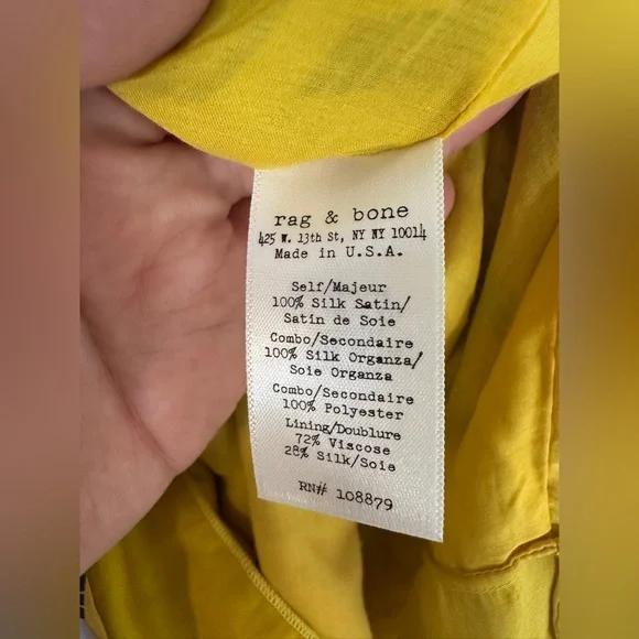 Rag & Bone Chelsea Yellow/blue Organza Sleeveless 100% Silk Mini Dress Sz 2 - Picture 6 of 8